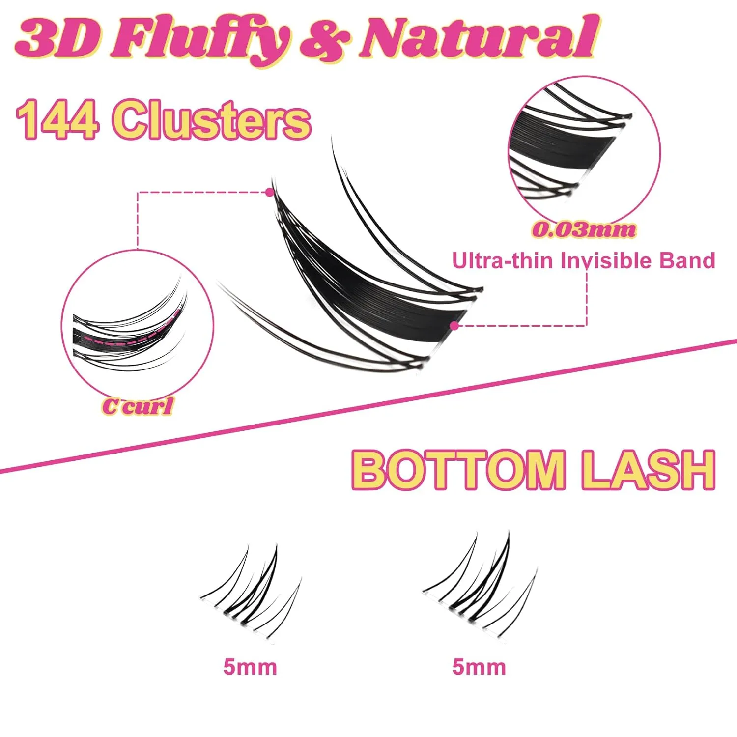 Manga Lash Clusters Kit 8-18mm Fairy Eyelash Clusters DIY Lash Extension Kit Waterproof Anime Lashes Ultra-Thin Invisible Band 0.3mm Individual Cluster Eyelash Extensions, Wanna Be-Kit