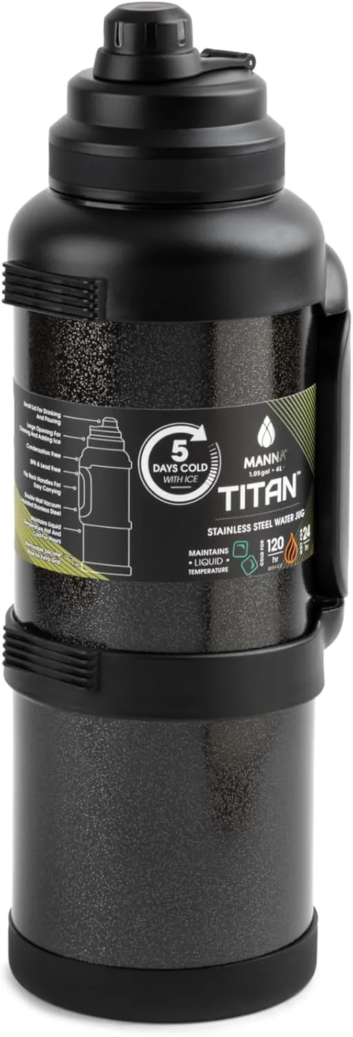 Manna Titan Stainless Steel Vacuum Insulated Jug - 4L - Onyx