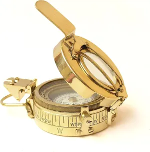 Marine Brass Compass Handmade Vintage Pocket Antique Maritime Sailor Compass Nautical Collectible Gift for Seafarers and Adventurers