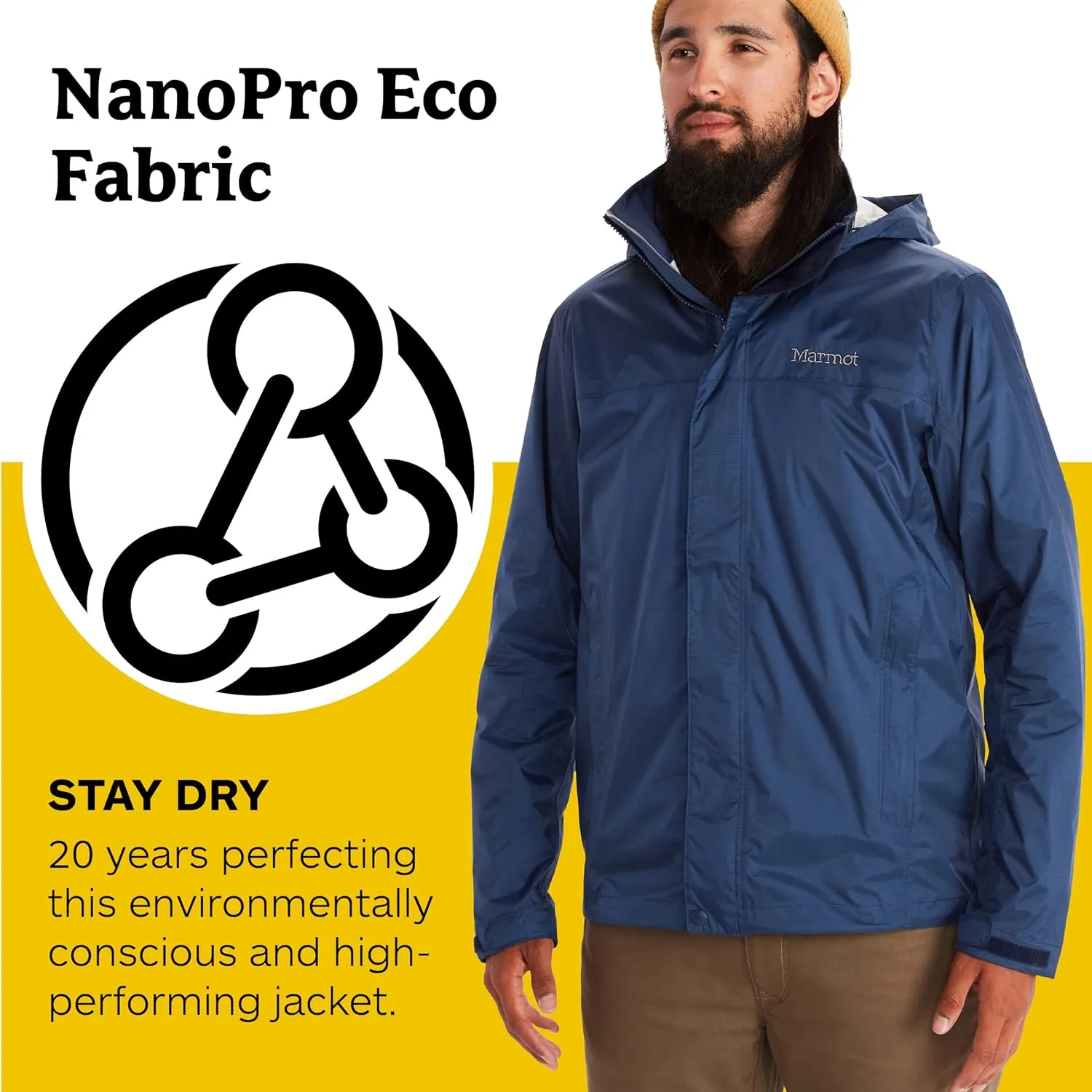MARMOT Men's Precip Eco Waterproof Rain Jacket (Big) - 100% Recycled, Breathable, Lightweight, Packable Raincoat
