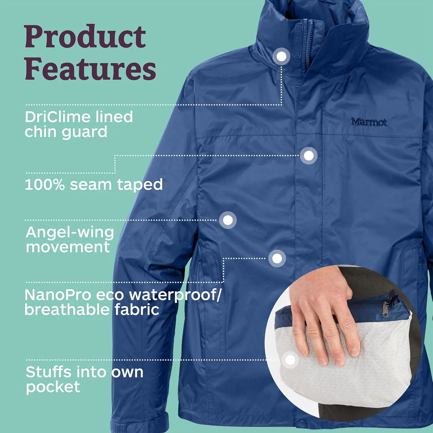 MARMOT Men's Precip Eco Waterproof Rain Jacket (Big) - 100% Recycled, Breathable, Lightweight, Packable Raincoat