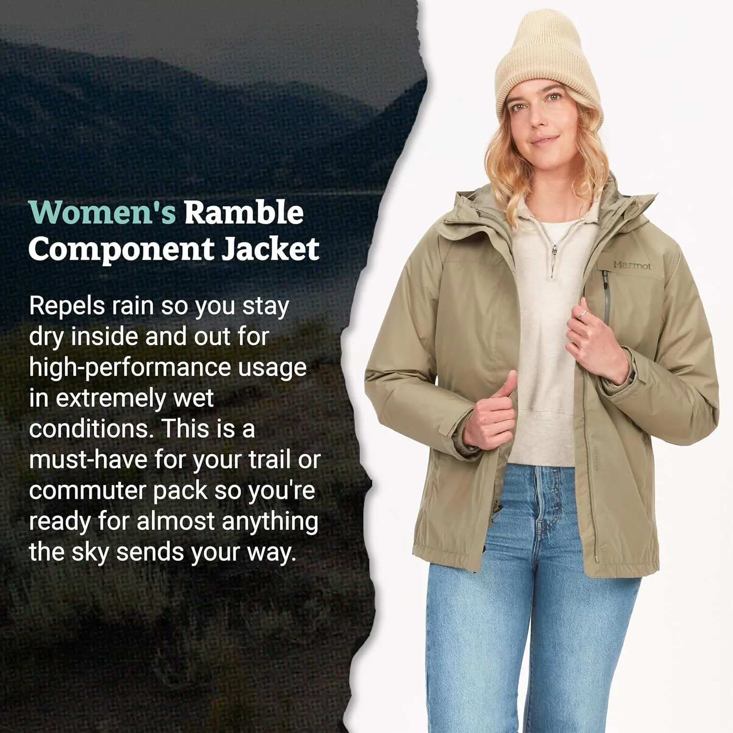 MARMOT Women's Ramble 3-in-1 Component Jacket - Recycled Waterproof Shell with Hood and Removable Insulated Thermal R Liner