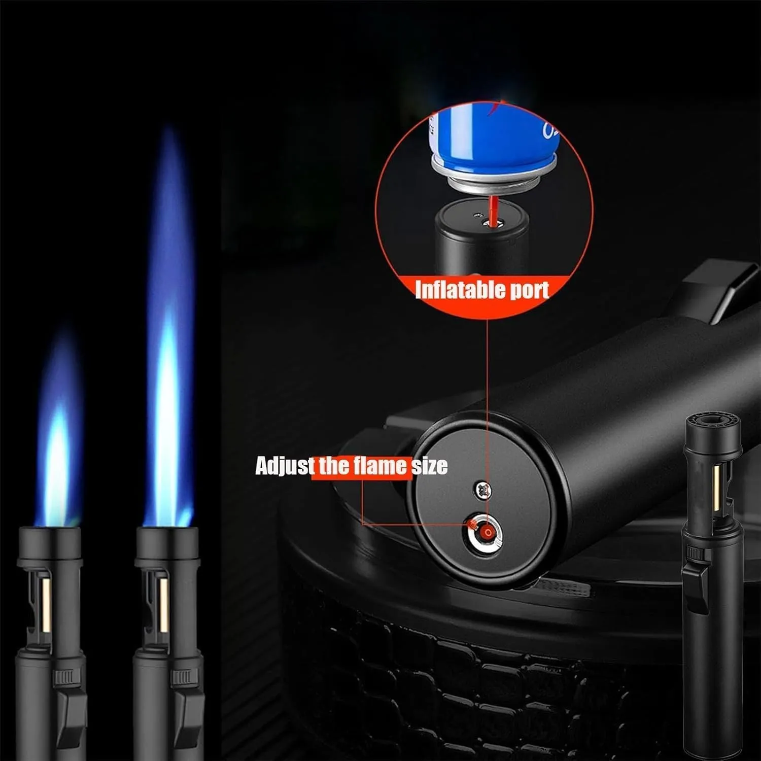 MATISUN 2Pack Airbrush Windproof Lighter, 2025New Petrichor Airbrush Windproof Lighter, 360° Rotating Adjustable Flame Size, with Bottle Opener