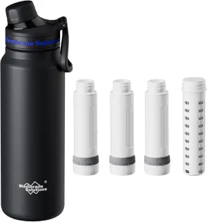 Membrane Solutions C3 32oz Stainless Steel ACF Filtered Water Bottle with Extra 3 Packs ACF   1 Pack UF Replacement Filter