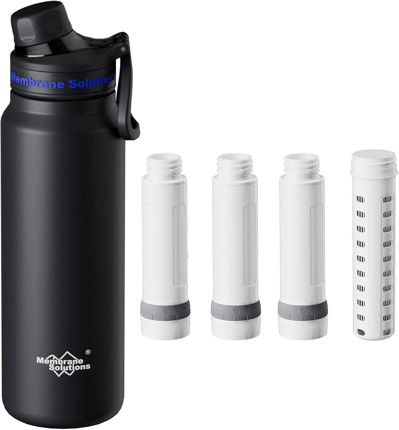 Membrane Solutions C3 32oz Stainless Steel ACF Filtered Water Bottle with Extra 3 Packs ACF   1 Pack UF Replacement Filter