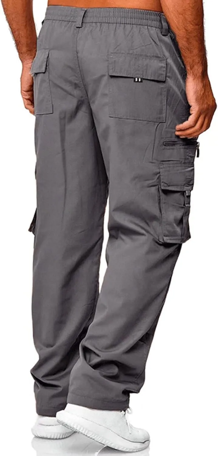 Men Outdoor Cargo Pant Lightweight Tactical Pant Hiking Jogger Classic Fit Multi Pockets