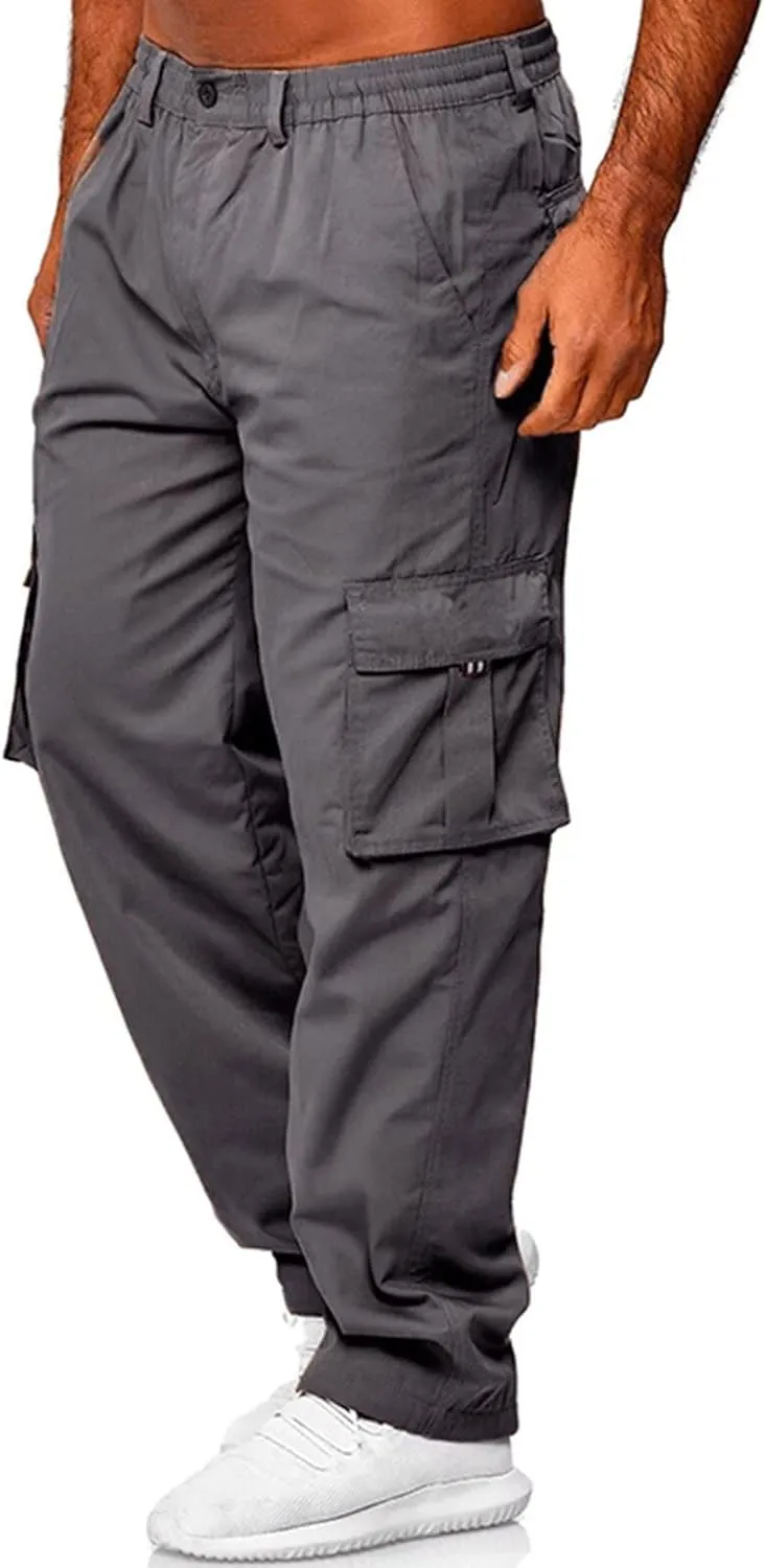 Men Outdoor Cargo Pant Lightweight Tactical Pant Hiking Jogger Classic Fit Multi Pockets