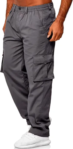 Men Outdoor Cargo Pant Lightweight Tactical Pant Hiking Jogger Classic Fit Multi Pockets