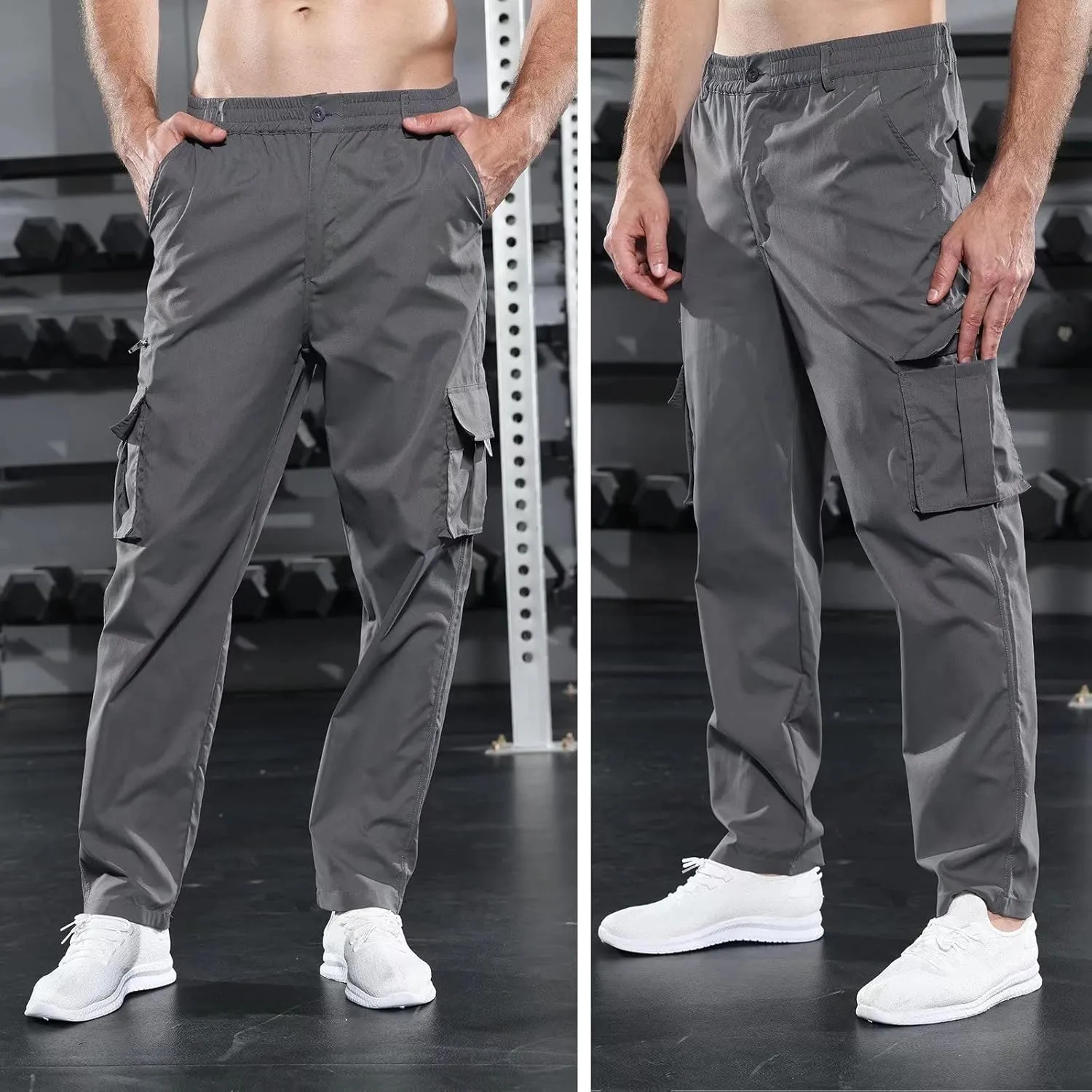 Men Outdoor Cargo Pant Lightweight Tactical Pant Hiking Jogger Classic Fit Multi Pockets