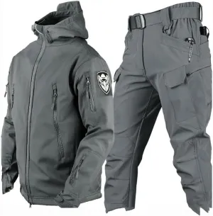 Men Two Piece Ski Suit Set, Mens Winter Waterproof Windproof Hooded Snow Coat 2 Pieces Snowboarding Snowsuits