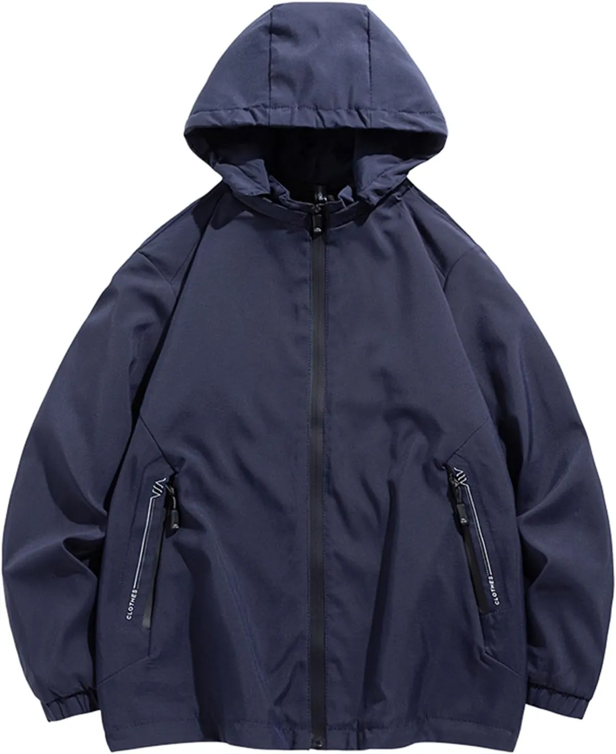 Men Waterproof Lightweight Rain Jacket Breathable Active Outdoor Hooded Raincoat Casual Trendy Work Jacket for Hiking