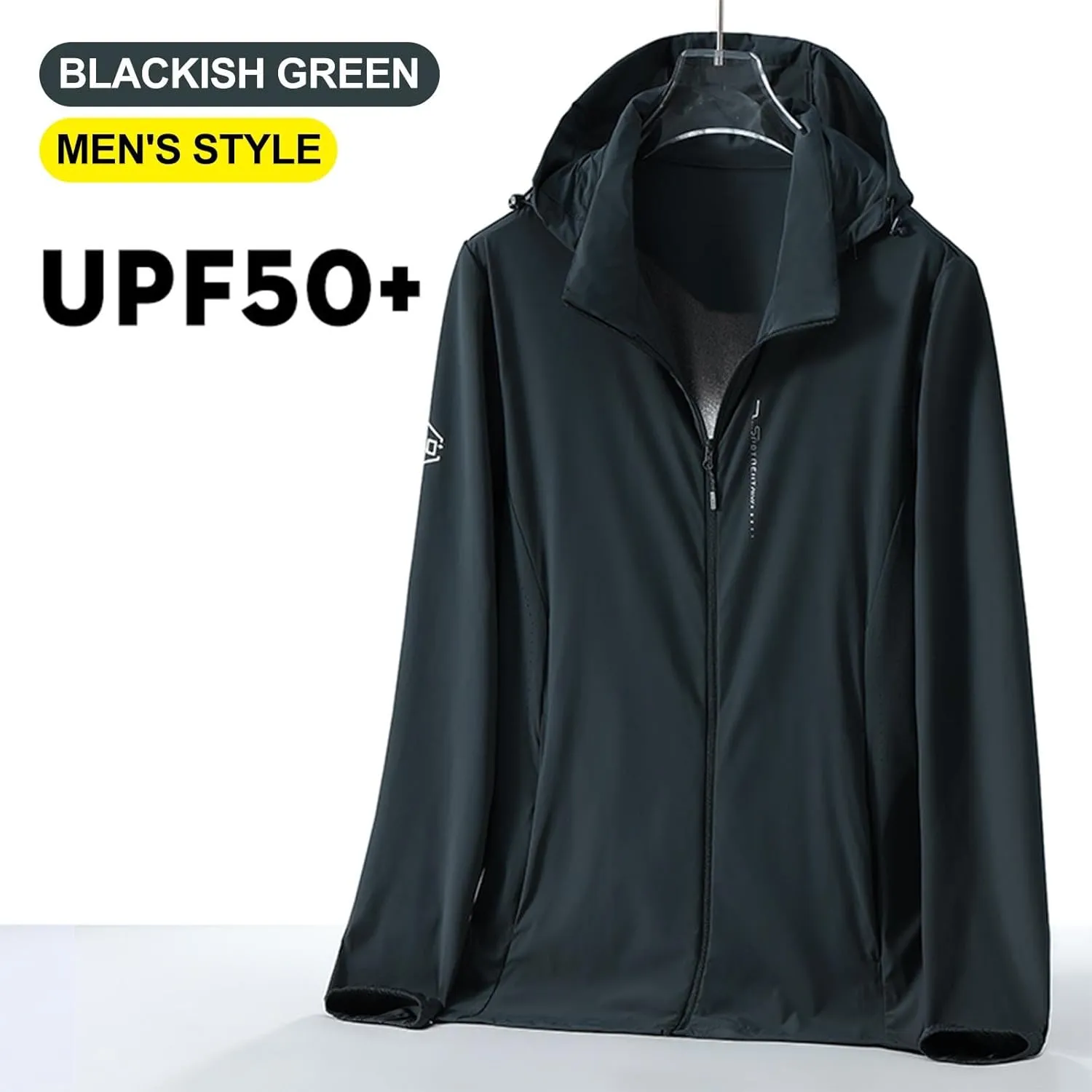 Men's Aesthetic UV Breaker Tunic Hooded with Pockets Long Sleeve Commuting Seaside Leisure UPF50  Sunwear Coat