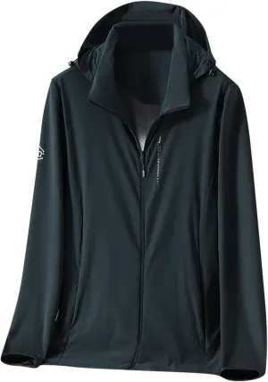 Men's Aesthetic UV Breaker Tunic Hooded with Pockets Long Sleeve Commuting Seaside Leisure UPF50  Sunwear Coat