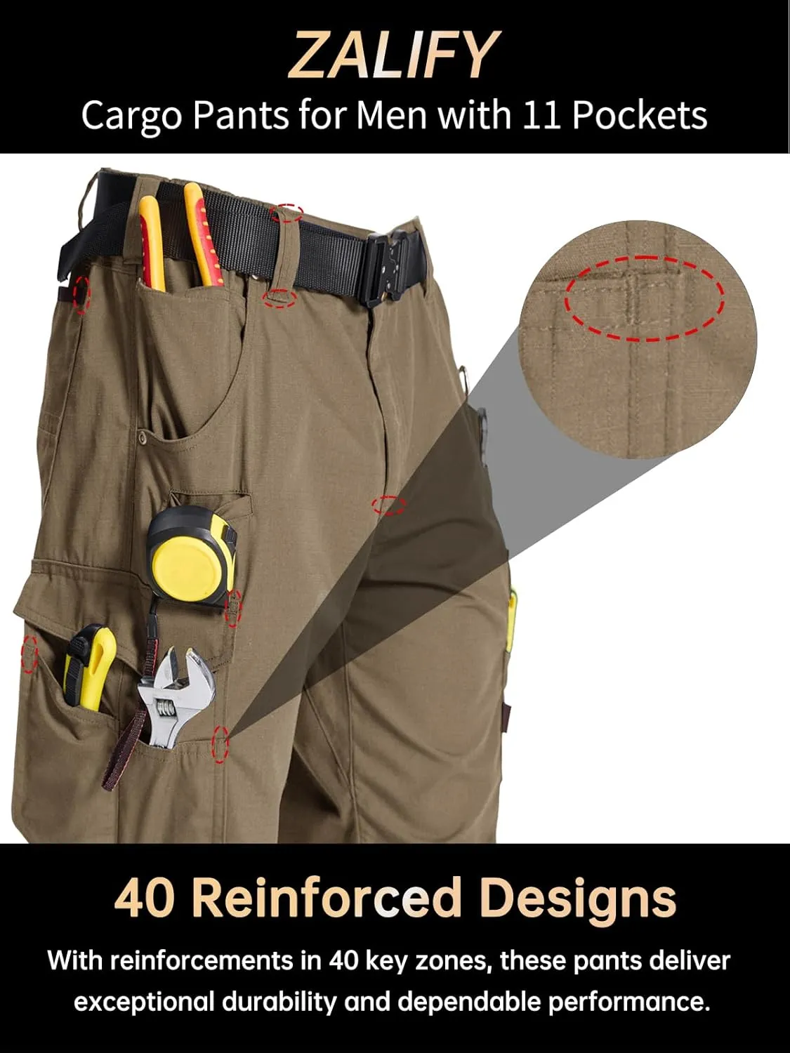 Mens Cargo Tactical Pants with 11 Pockets Work Hiking Water Resistant Lightweight Ripstop Military Pants