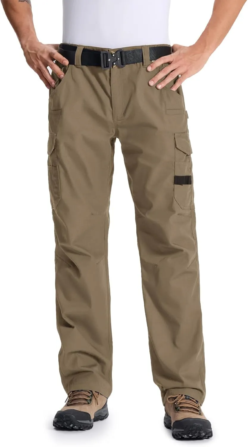 Mens Cargo Tactical Pants with 11 Pockets Work Hiking Water Resistant Lightweight Ripstop Military Pants