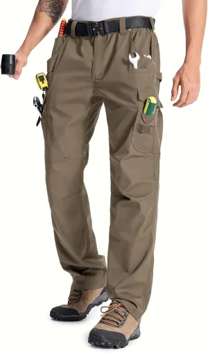 Mens Cargo Tactical Pants with 11 Pockets Work Hiking Water Resistant Lightweight Ripstop Military Pants