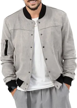 Mens Casual Faux Suede Bomber Jacket Classic Jacket Windbreaker Vintage Button Down Cardigan Lightweight Leather Coats