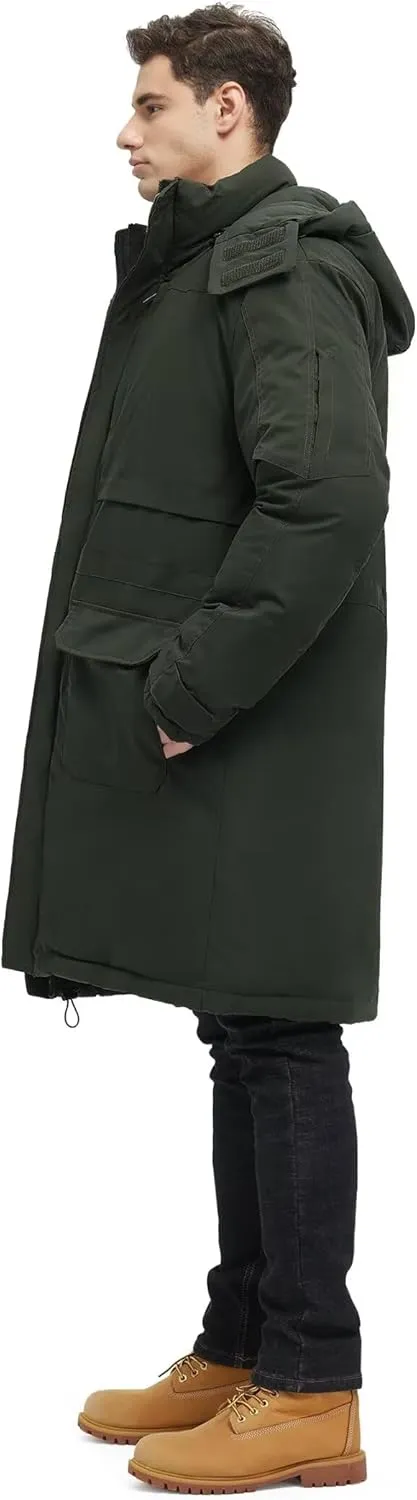 Men's Extra Long Parka Winter Coats Hooded Puffer Jacket Heavy Warm Water-resistant Outerwear Cold Weather