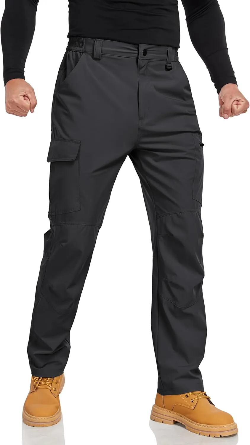 Men's Hiking Cargo Pants Lightweight Quick-Dry Waterproof Stretch Work Fishing Travel Outdoor Pants with 6 Pockets