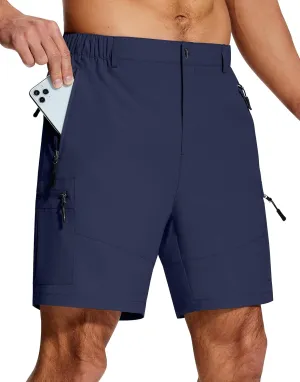 Mens Hiking Cargo Shorts 7" Inseam 6 Zipper Pockets Stretch Quick Dry Lightweight Short for Golf Casual Fishing Work