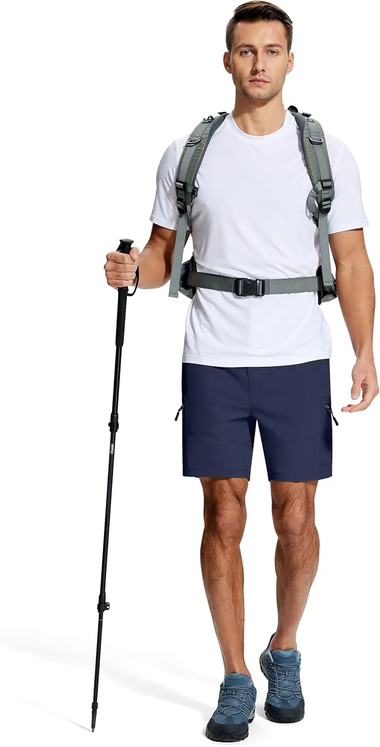 Mens Hiking Cargo Shorts 7" Inseam 6 Zipper Pockets Stretch Quick Dry Lightweight Short for Golf Casual Fishing Work