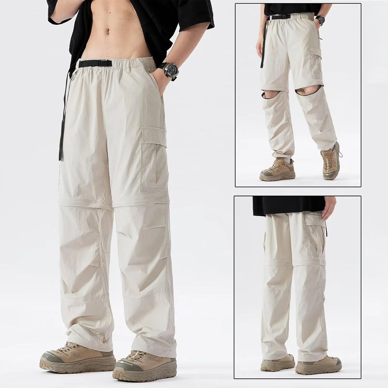 Men's Hiking Pants Convertible Quick Dry Zip Off Outdoor Pants Summer Breathable Trekking Pants Cargo Pants