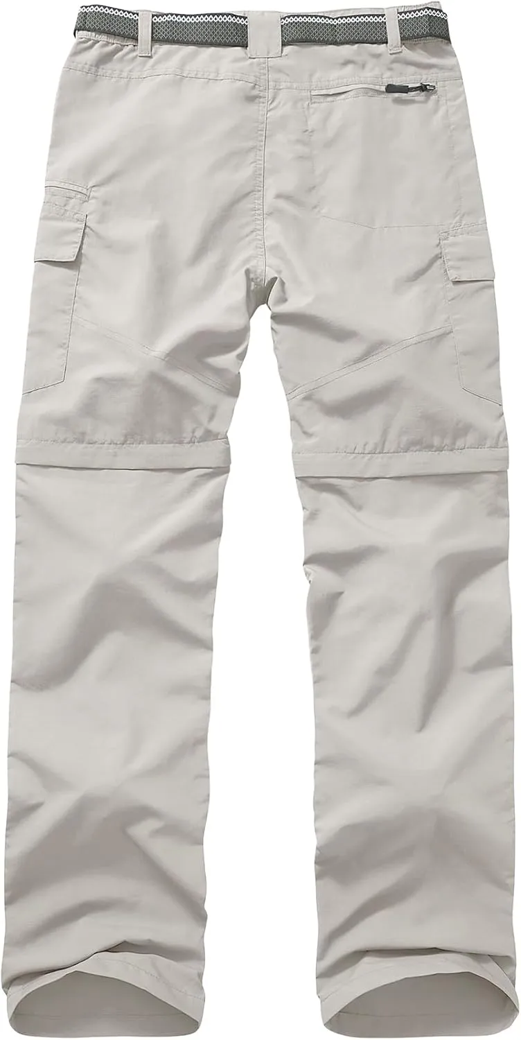Mens Hiking Pants Quick Dry Lightweight Fishing Convertible Zip Off Safari Trousers