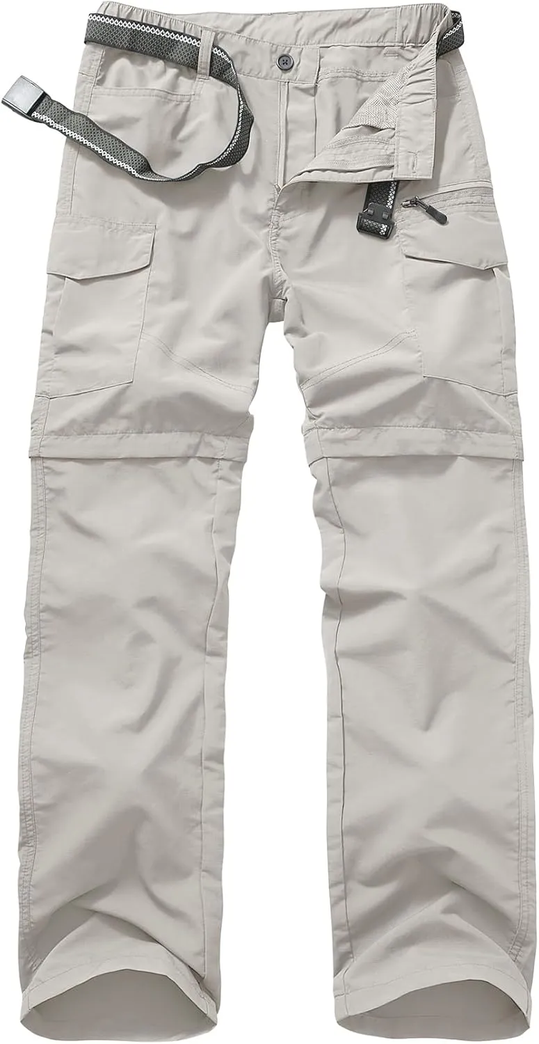Mens Hiking Pants Quick Dry Lightweight Fishing Convertible Zip Off Safari Trousers