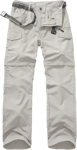 Mens Hiking Pants Quick Dry Lightweight Fishing Convertible Zip Off Safari Trousers