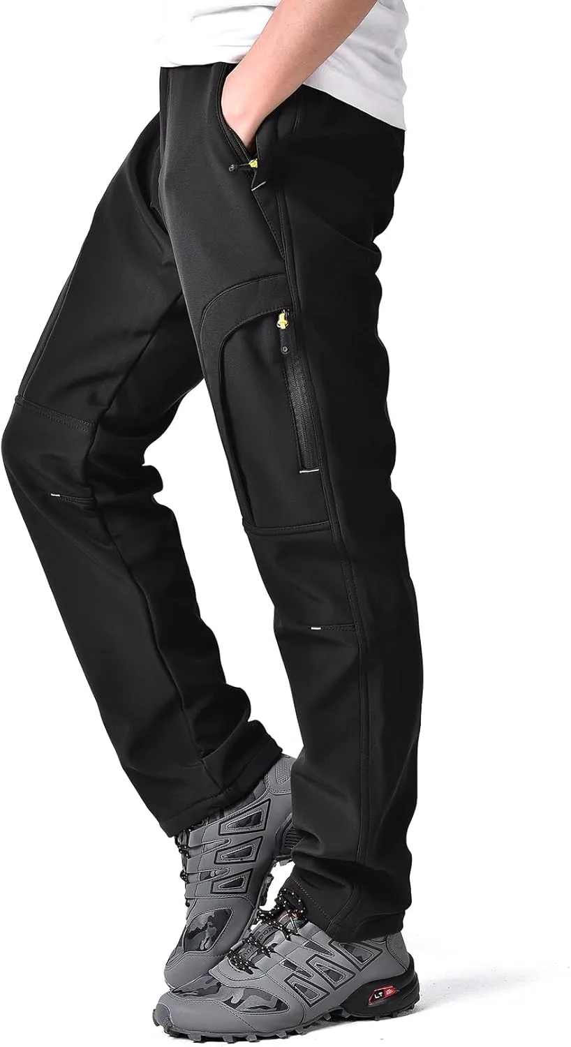 Mens Hiking Waterproof Pants Snow Ski Insulated Fleece Lined Winter Fishing Walking Outdoor Pants