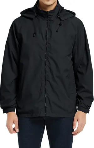 Mens Lightweight Windbreaker Jacket Waterproof Rain Jacket with Hood Soft Shell Jacket