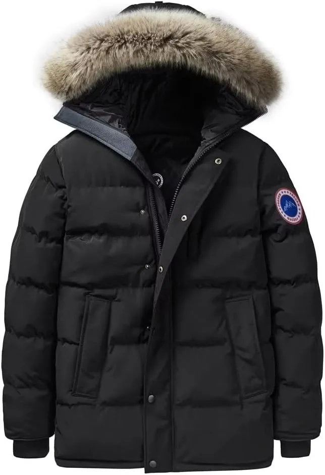 Men's Long Winter Coats Parkas Water Repellent Jacket Warm Fur Hooded Thicken