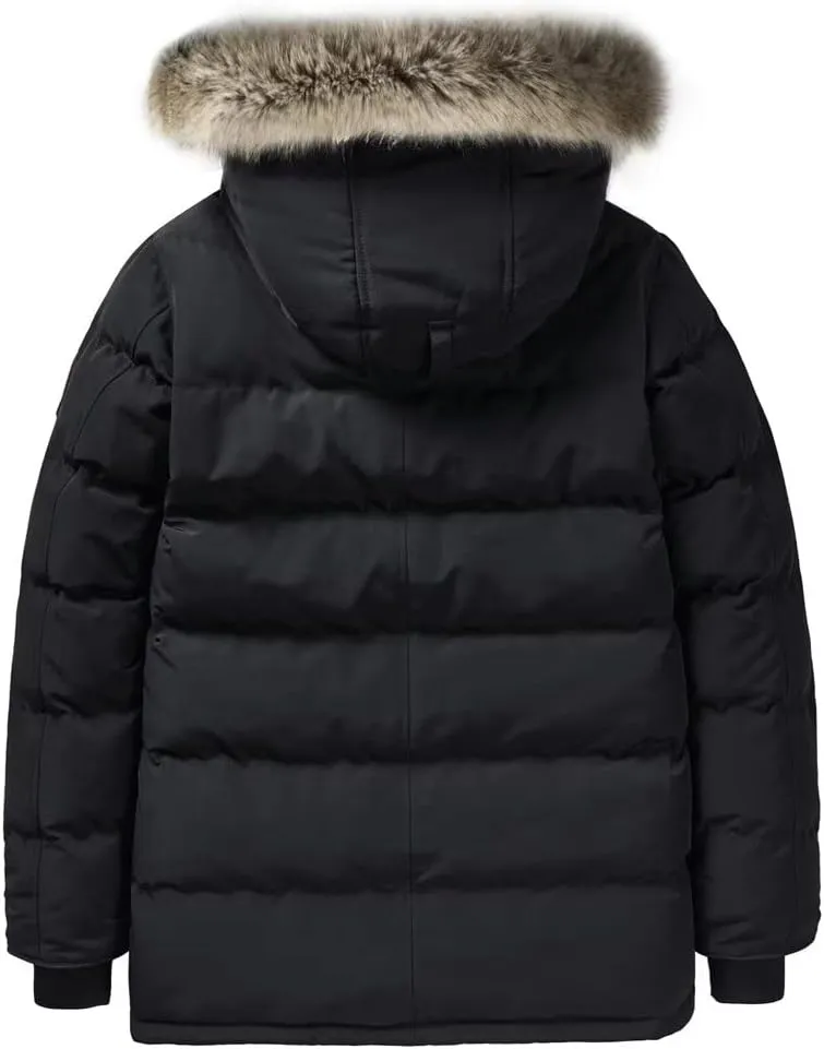 Men's Long Winter Coats Parkas Water Repellent Jacket Warm Fur Hooded Thicken