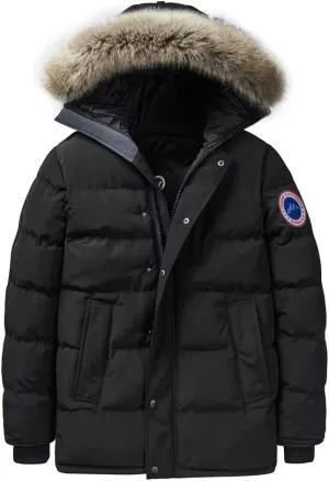 Men's Long Winter Coats Parkas Water Repellent Jacket Warm Fur Hooded Thicken
