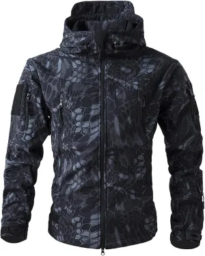 Men's Military Tactical Jackets Camo Hooded Softshell Jacket Outdoor Hunting Hiking Coat Winter Waterproof Windbreaker