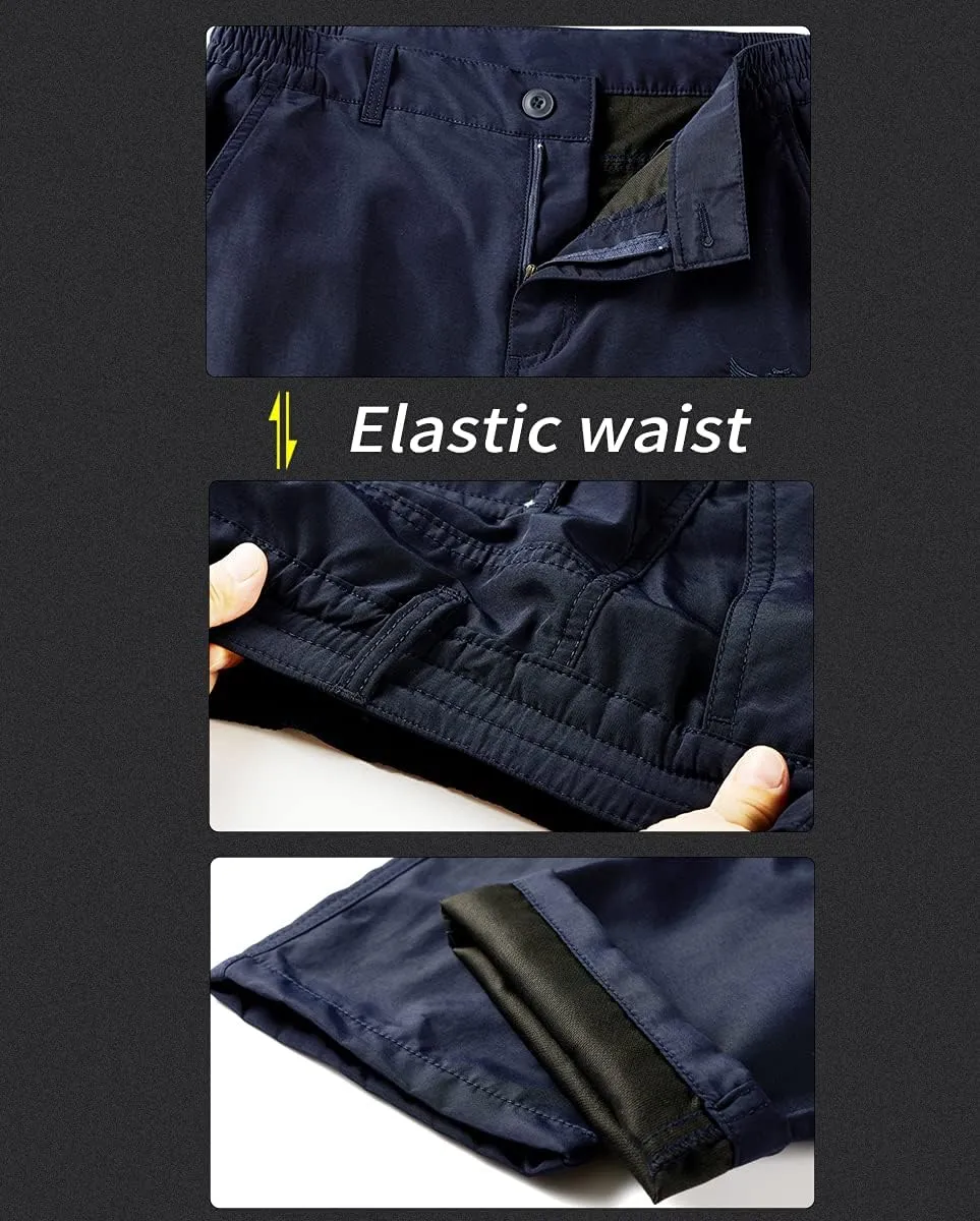 Men's Outdoor Hiking Pants Lightweight and Thick Fleece Cargo Climbing Camping Ski Trousers