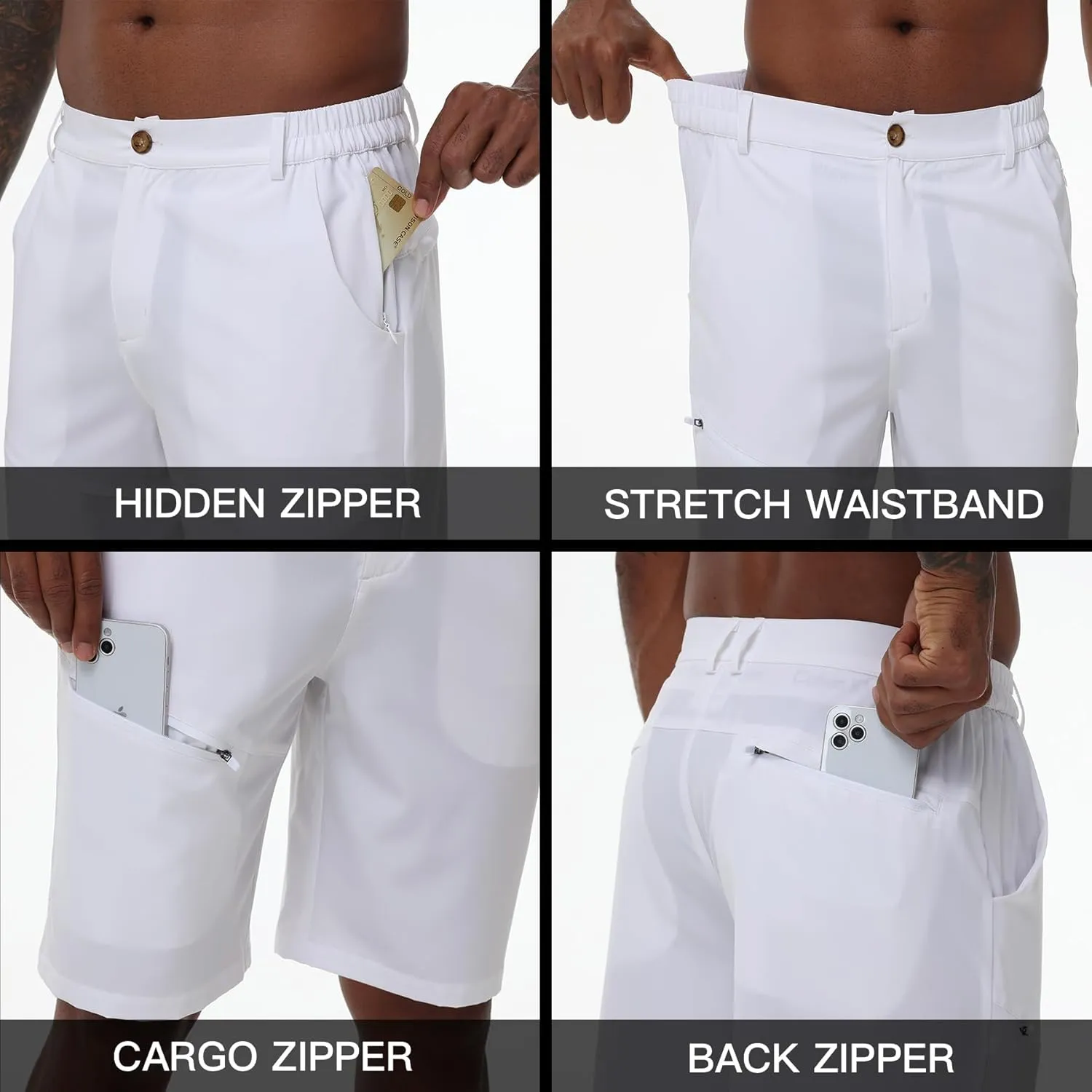 Men's Quick Dry Lightweight Stretch Cargo Hiking Shorts with 6 Pockets