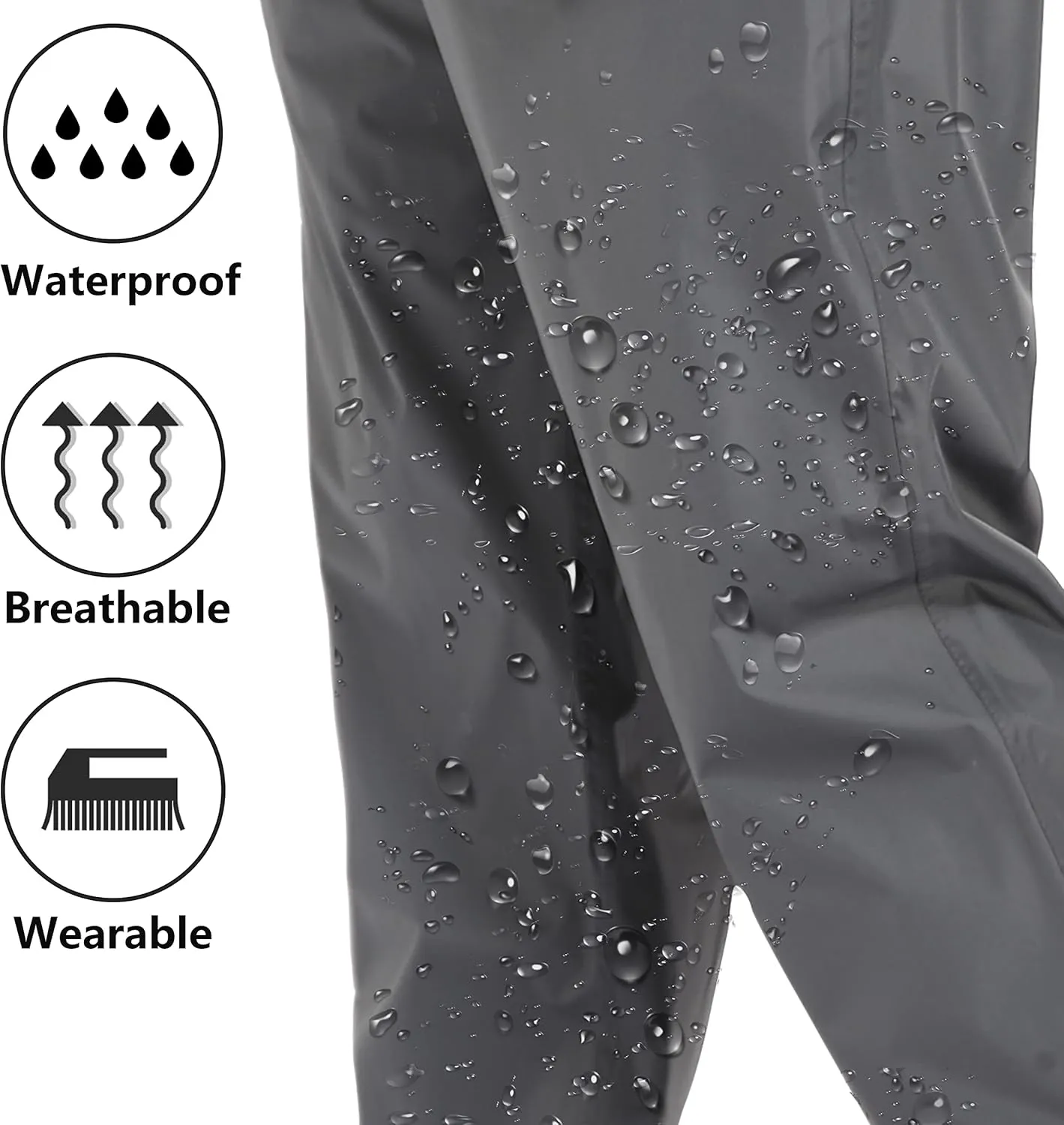 Men's Rain Pants Waterproof Pants Windproof Lightweight Hiking Pants for Outdoor Work, Golf, Fishing, Hiking