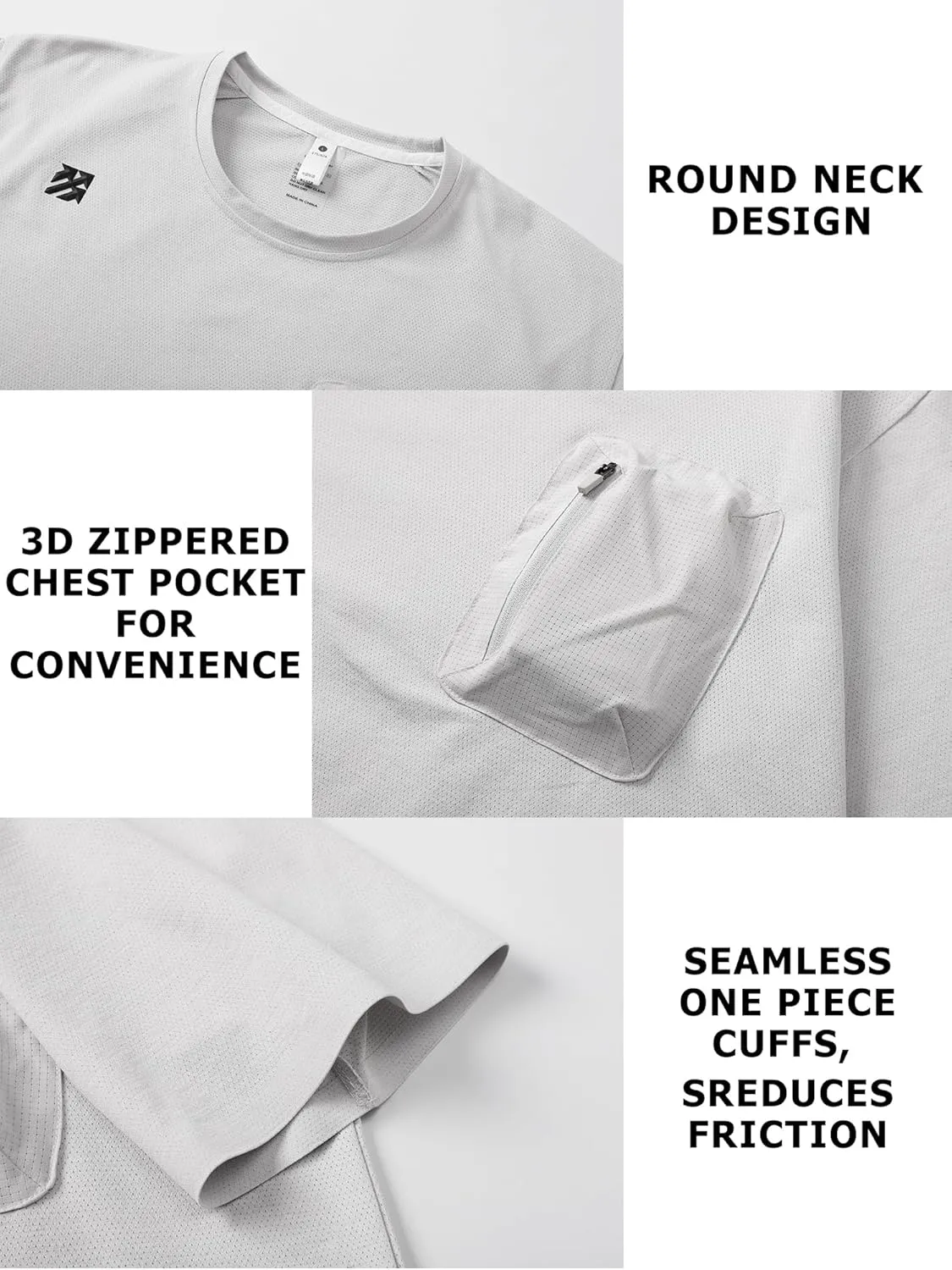 Mens Seamless Workout T-Shirts Lightweight Moisture Wicking Running Hiking Camping Tennis Pickleball Shirts for Men