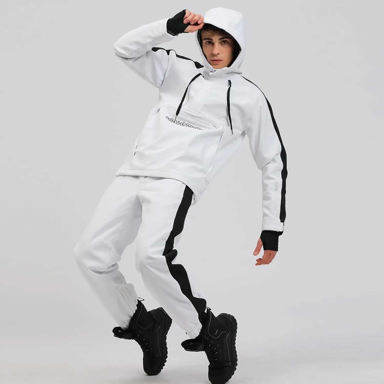 Men's Ski Jacket and Pants Set Waterproof Ski Suits Windproof Insulated Snowsuit Hooded Snowboard Jacket for Winter Sports