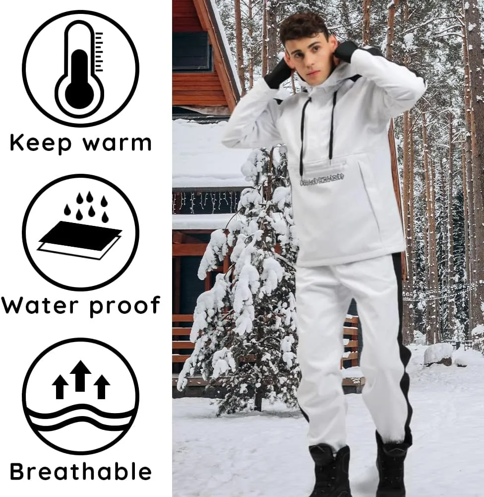 Men's Ski Jacket and Pants Set Waterproof Ski Suits Windproof Insulated Snowsuit Hooded Snowboard Jacket for Winter Sports