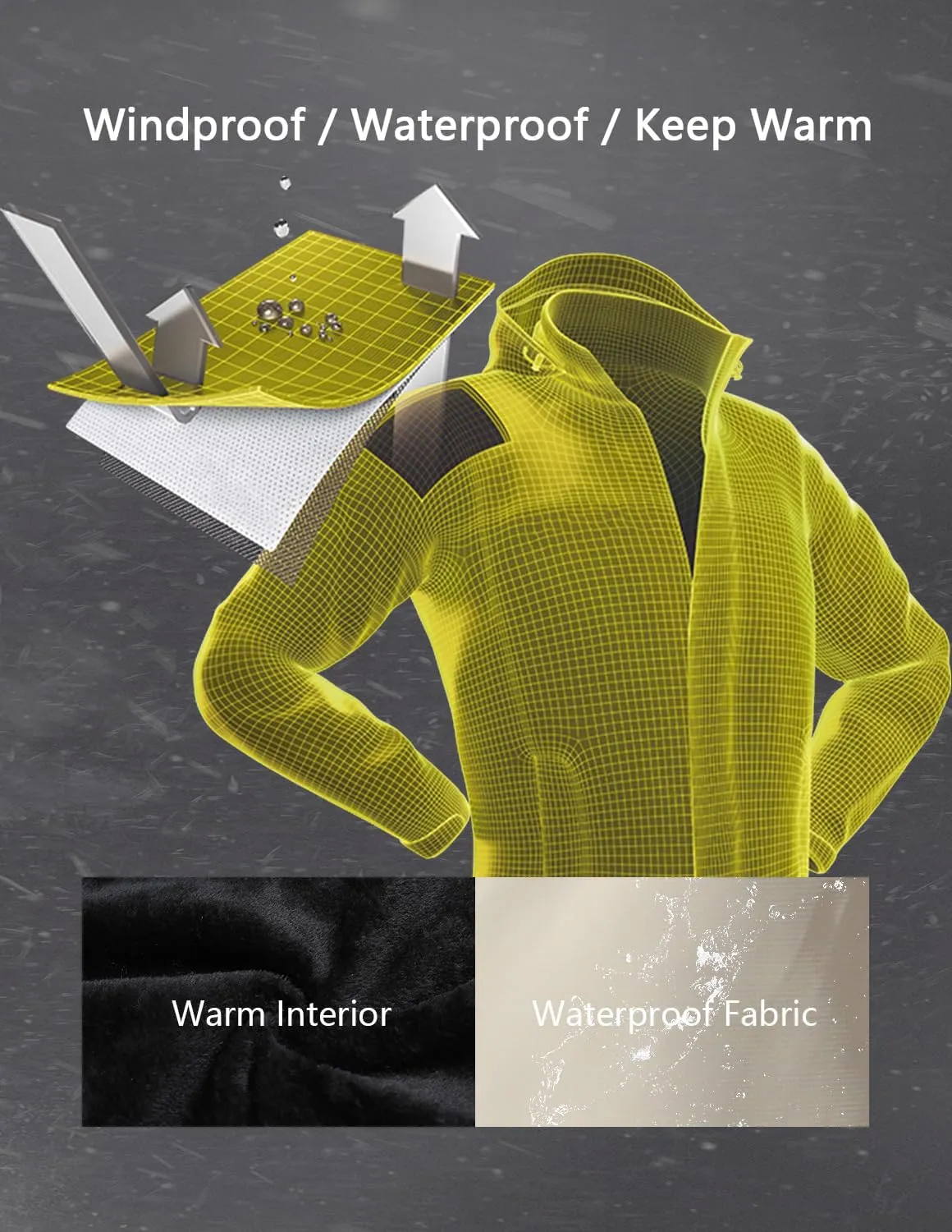 Men's Ski Jacket Warm Winter Snow Coat Waterproof Mountain Windbreaker Snowboarding Jacket Hooded for Hiking Traval