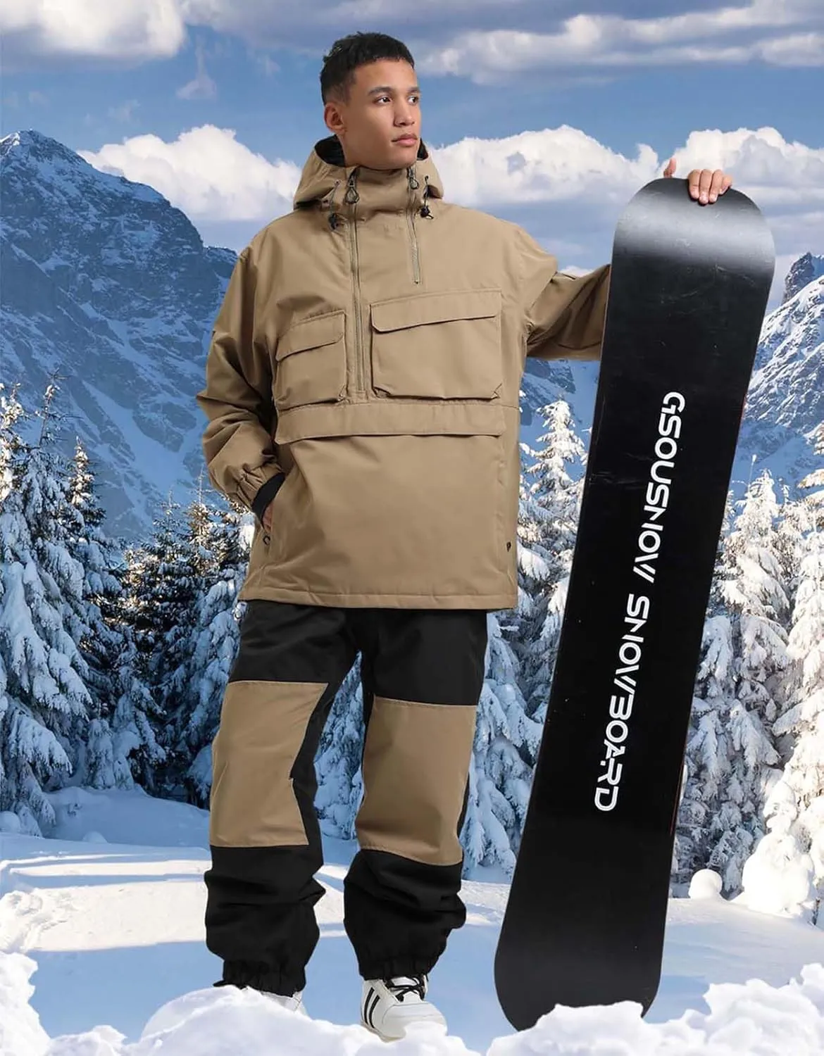 Mens Snowboard Jacket Ski Pullover Coat Warm Waterproof Windproof Men Snowboarding Jacket Winter Sports