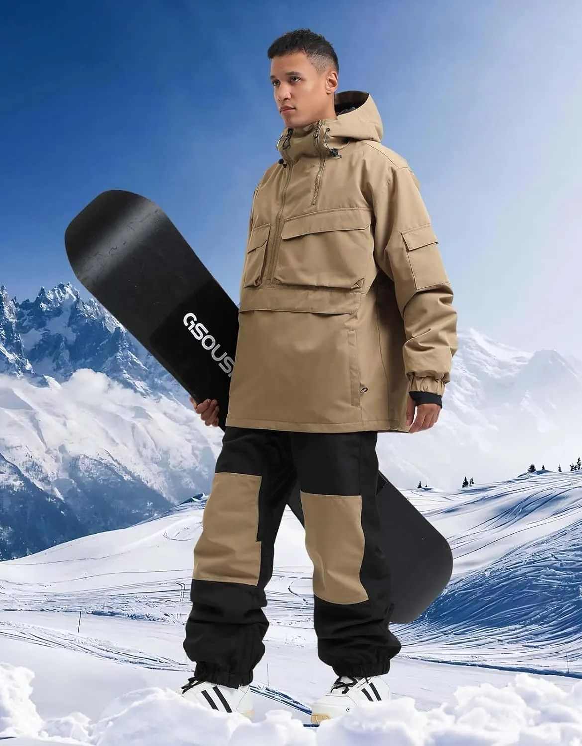Mens Snowboard Jacket Ski Pullover Coat Warm Waterproof Windproof Men Snowboarding Jacket Winter Sports