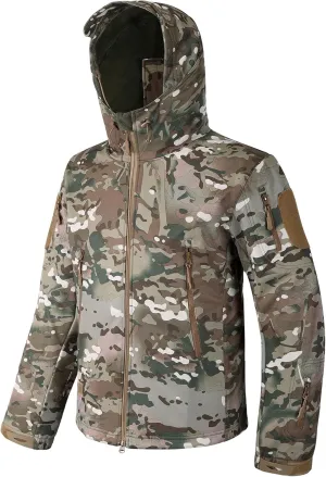 Men's Softshell Jacket Fleece Windproof Waterproof Thermal Tactical Coat Outdoor Jacket Hiking Camping