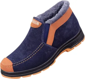 Men's Suede Ankle Boots Classic Slip On Furry Boots Fleece Lined Warm Winter Flat Winter Fashion Top