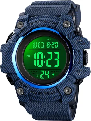 Men's Tactical Digital Sports Watch, 50M Waterproof Military Wristwatch with Backlight, Alarm, Stopwatch, Dual Time, Countdown, 12 and 24 Hour Format