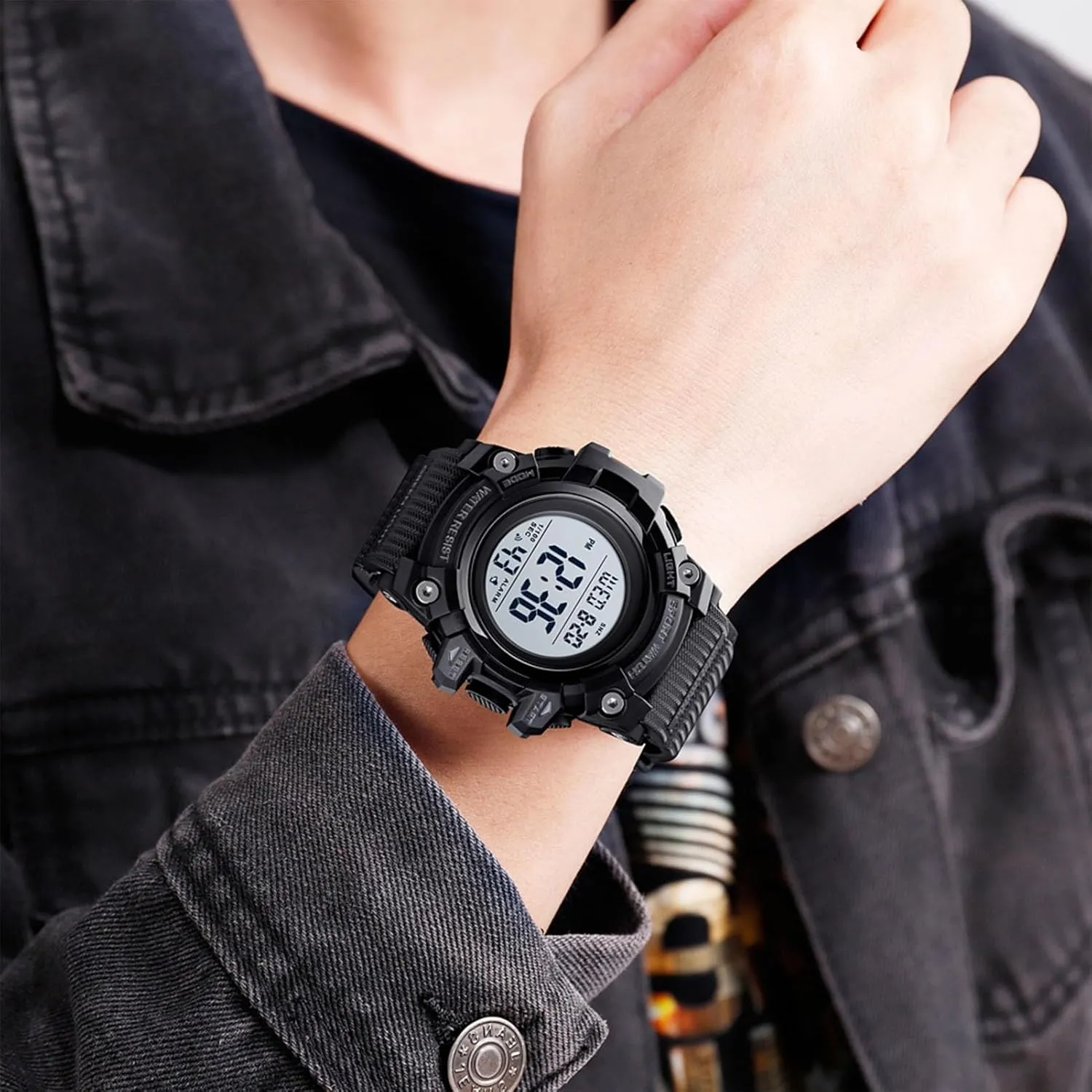 Men's Tactical Digital Sports Watch, 50M Waterproof Military Wristwatch with Backlight, Alarm, Stopwatch, Dual Time, Countdown, 12 and 24 Hour Format