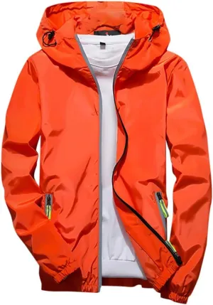 Men's Trench Coat Rain Jacket Windbreaker Lightweight Shell Raincoat With Hood For Golf Hiking Travel, M-7XL