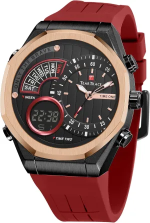 Men's Watch Analog-Digital Chronograph Waterproof Sport Watch Calendar Date Luminous Alarm Casual Work Hiking Running Wrist Watch with Second Hand and Silicone Strap